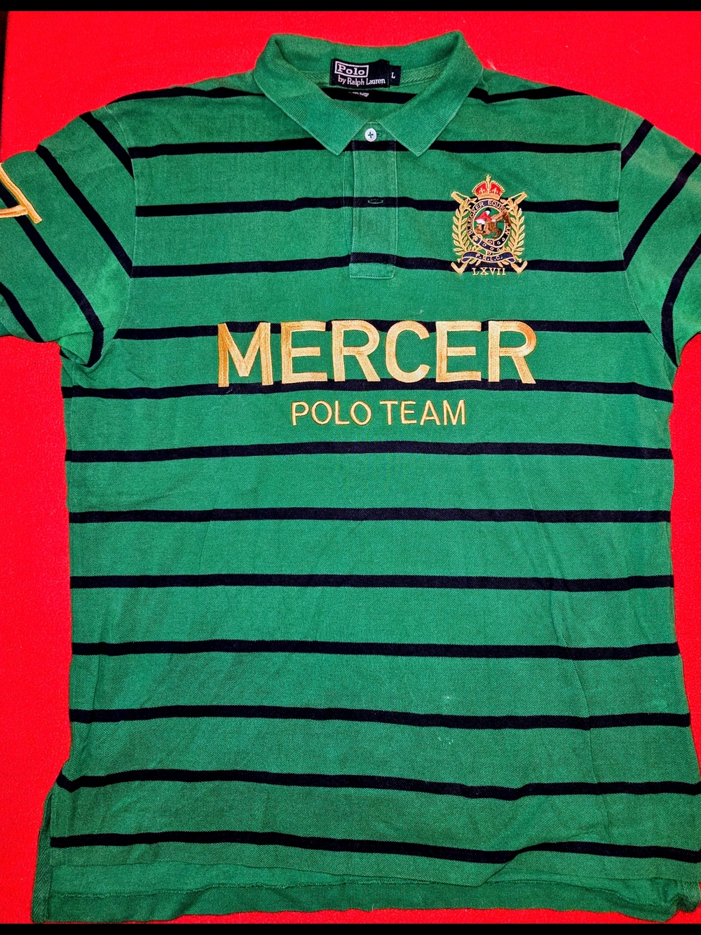 Polo Ralph Lauren Mercer Polo Team Green & Blue Striped Shirt